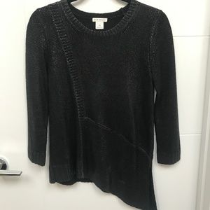 Club Monaco Black Metallic Asymmetric Knit Sweater
